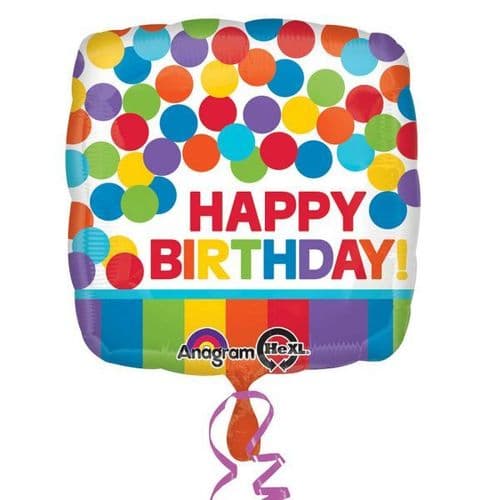 Primary Rainbow Happy Birthday Standard Foil Balloons