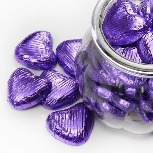 Purple Foiled Chocolate Hearts - box of 200
