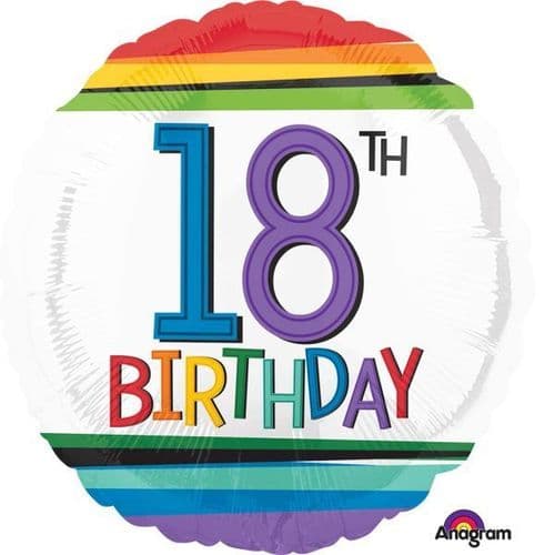 Rainbow Birthday 18th Standard Foil Balloon