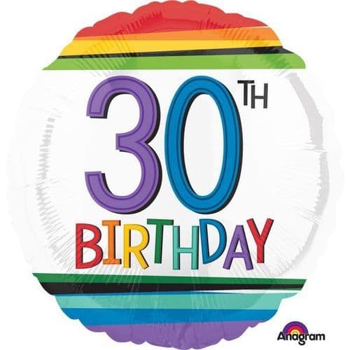 Rainbow Birthday 30th Standard Foil Balloon