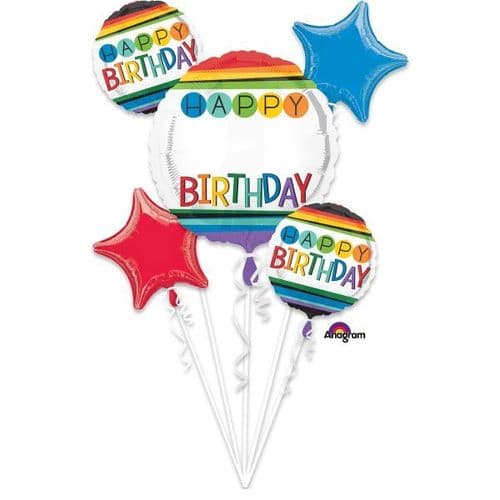Rainbow Birthday Personalized Foil Balloon Bouquets