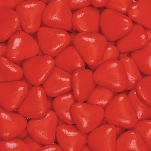 Red Chocolate Heart Dragees  - 30mm size approx - in box of 1kg