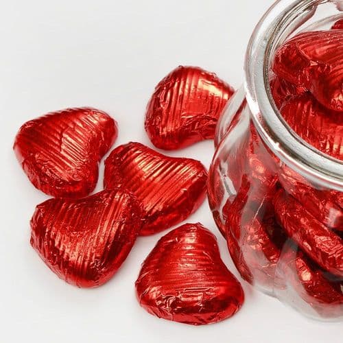 Red Foiled Chocolate Hearts - box of 200