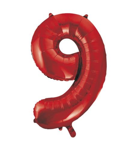 Red Number 9 Foil Balloon 34"
