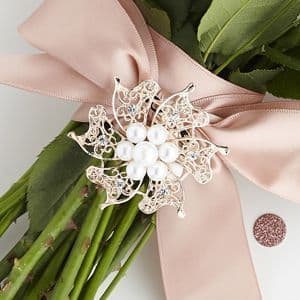 Rose Quartz Brooch with Pearls & Diamantes