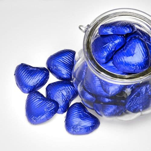 Royal/Blue Foiled Chocolate Hearts - box of 200