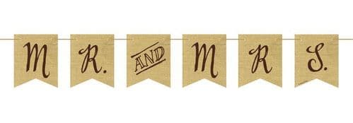 Rustic Wedding Mr & Mrs Pennant Banner with Twine 10ft