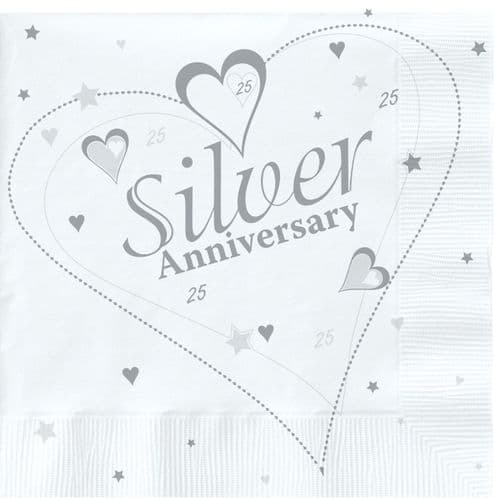 Silver Anniversary Lunch Napkins 2 ply 18's