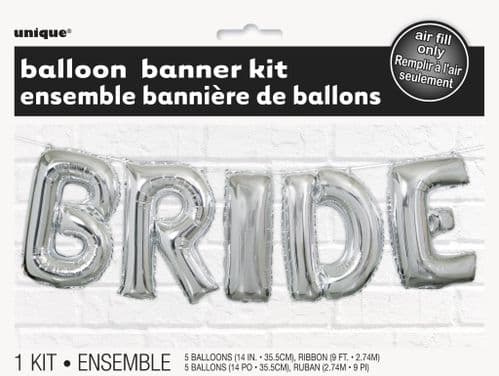 Silver Bride 14" Letter Balloon Banner Kit