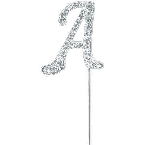 Silver Diamante Letter A on Stem  (sold separately)