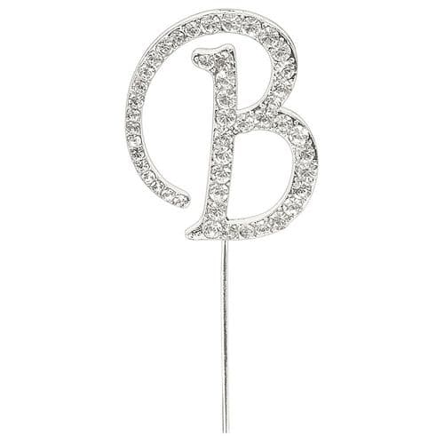 Silver Diamante Letter B on Stem  (sold separately)