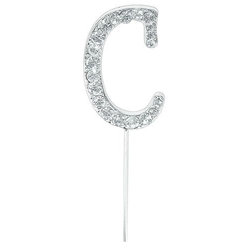 Silver Diamante Letter C on Stem  (sold separately)