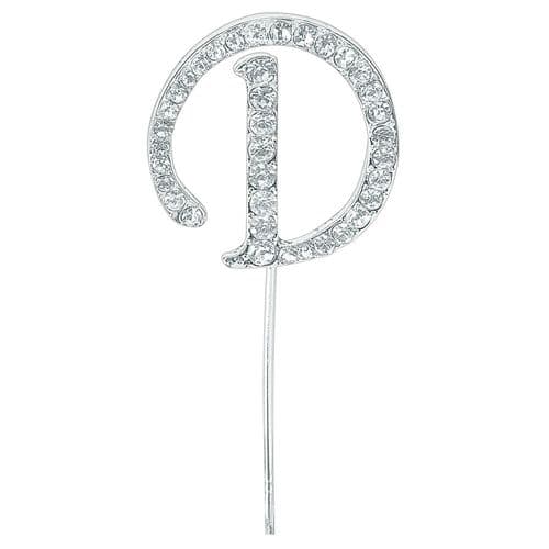 Silver Diamante Letter D on Stem  (sold separately)
