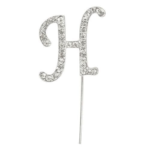 Silver Diamante Letter H on Stem  (sold separately)