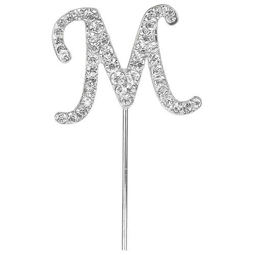 Silver Diamante Letter M on Stem  (sold separately)