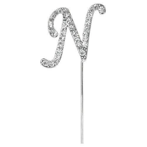 Silver Diamante Letter N on Stem  (sold separately)