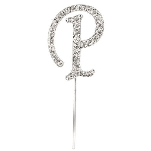 Silver Diamante Letter P on Stem  (sold separately)