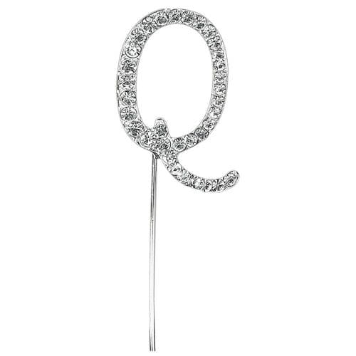 Silver Diamante Letter Q on Stem  (sold separately)