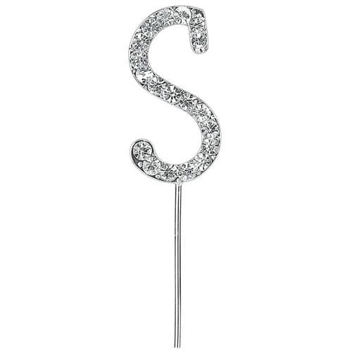 Silver Diamante Letter S on Stem  (sold separately)