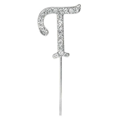 Silver Diamante Letter T on Stem  (sold separately)