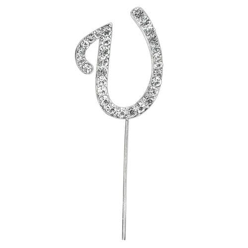 Silver Diamante Letter U on Stem  (sold separately)