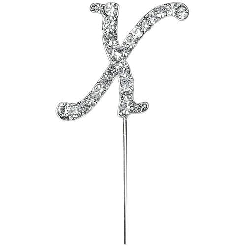 Silver Diamante Letter X on Stem  (sold separately)