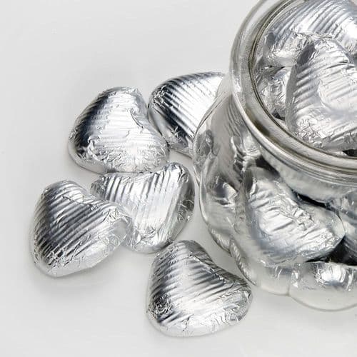 Silver Foiled Chocolate Hearts - box of 200