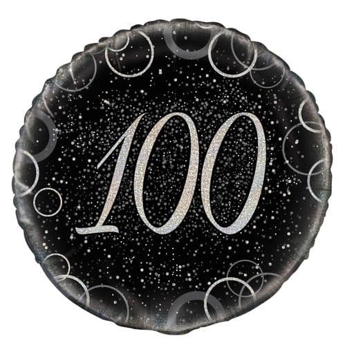 Silver Glitz Prism Happy 100th Birthday Foil Balloon