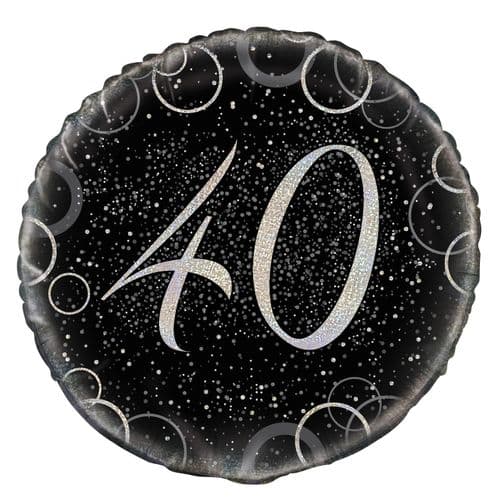 Silver Glitz Prism Happy 40th Birthday Foil Balloon