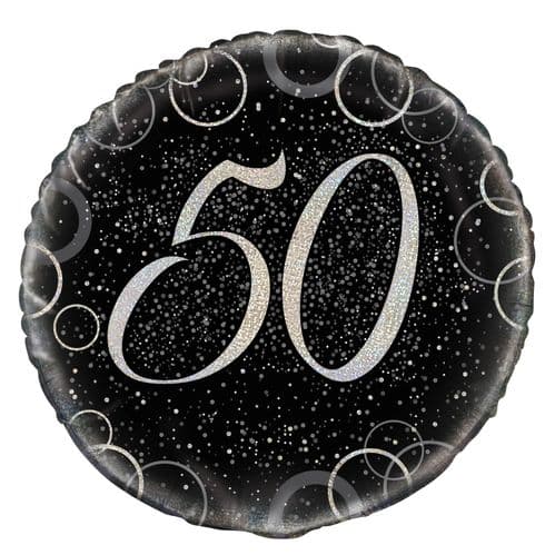 Silver Glitz Prism Happy 50th Birthday Foil Balloon