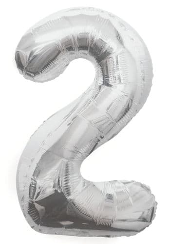 Silver Number 2 Foil Balloon 34"