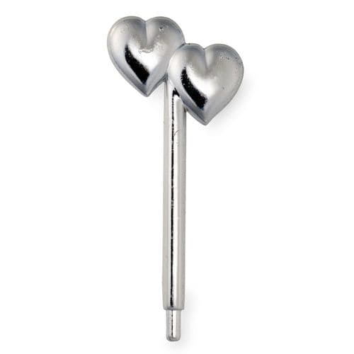 Silver Plastic Solid Heart on Stem - pack of 5