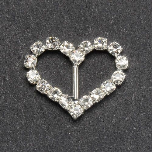 Small Diamante Heart Buckle Vertical Bar - pack of 10