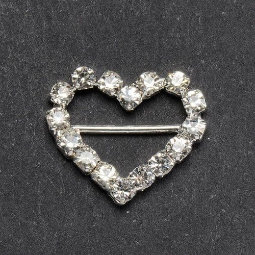 Small Diamante Heart Ribbon Buckle - pack of 10