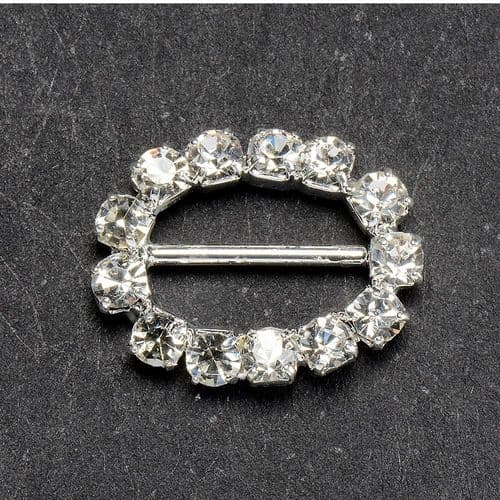 Small Diamante Oval Ribbon Buckle - pack of 10
