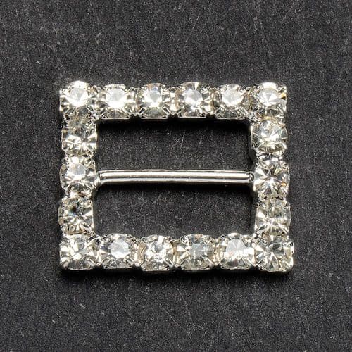 Small Diamante Rectangle Ribbon Buckle - pack of 10