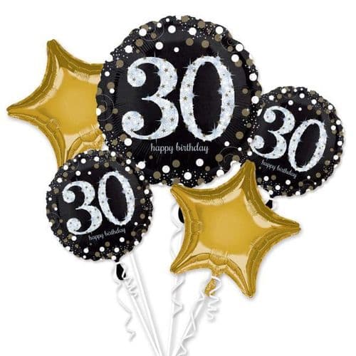 Sparkling 30th Birthday Foil Bouquet Balloons