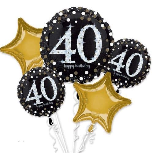 Sparkling 40th Birthday Foil Bouquet Balloons