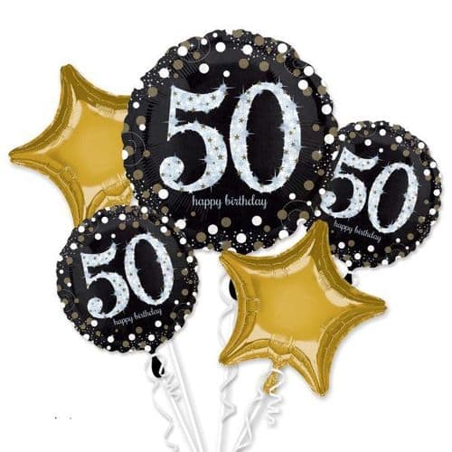 Sparkling 50th Birthday Foil Bouquet Balloons