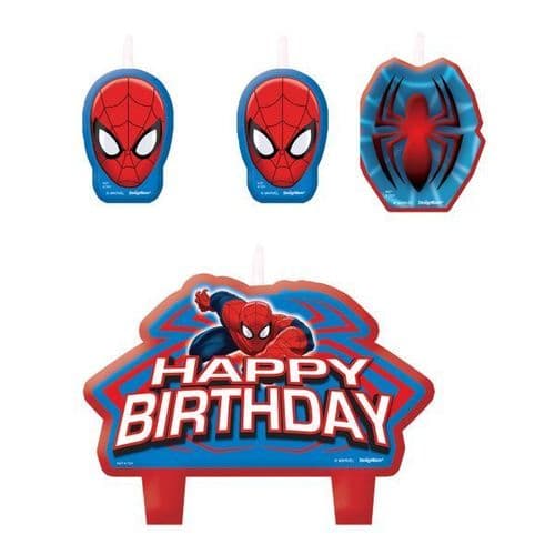 Spider-Man Birthday Cake Candle Set 4's