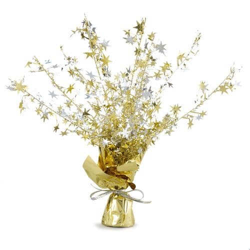 Stars Foil Spray Weighted Centrepiece Gold & Silver
