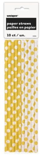 Sun Yellow Dots Paper Straws 10's
