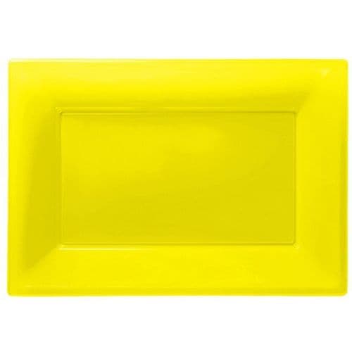 Sunshine Yellow Plastic Serving Platters pack of 3.