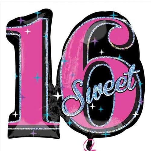 Sweet 16 Sparkle SuperShape Foil Balloons  28" x 26"