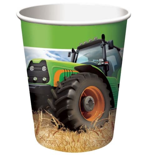 Tractor Time 8 x 256ml Paper Cups