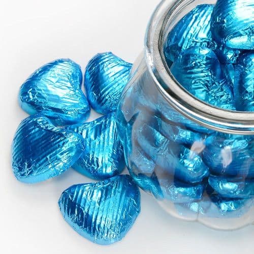Turquoise Foiled Chocolate Hearts - box of 200