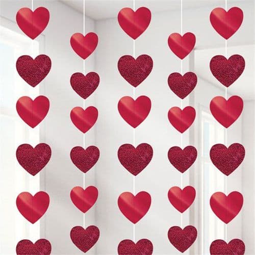 Valentine Red Heart String Decoration