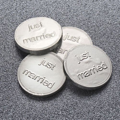 Wedding Silver Coins  "Just Married" - box of 180