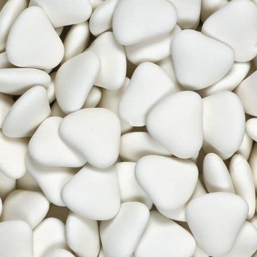 White Chocolate Heart Dragees  - 30mm size approx - in box of 1kg