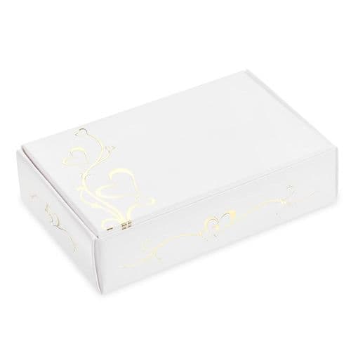 White/Gold Made Up Piece of Cake Box - box of 48